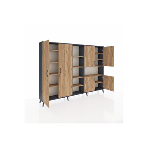 Arges Dolap 13 Raflı 6 Kapaklı 220x30x163 Antrasit-çam