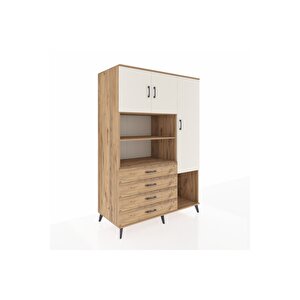 Kronos Dolap 8 Raflı 4 Çekmeceli 3 Kapaklı 132x59x195 Çam-aytaşı/çam