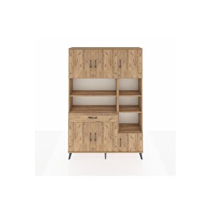 Arges Gardrop 10 Raflı Tek Çekmeceli 6 Kapaklı 132x30x195 Çam-çam