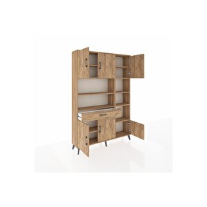 Arges Gardrop 10 Raflı Tek Çekmeceli 6 Kapaklı 132x30x195 Çam-çam