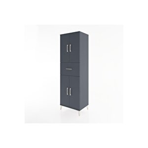 Hyperion Dolap 3 Raflı Tek Çekmeceli 4 Kapaklı 60x44x195 Antrasit-antrasit