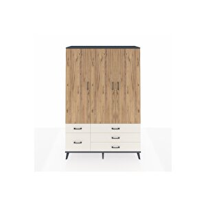 Hyperion Dolap 5 Raflı 5 Çekmeceli Tek Askılı 132x44x195 Antrasit-çam/aytaşı