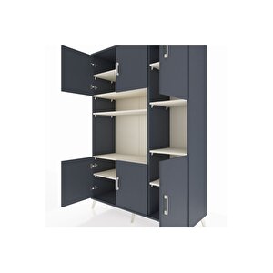 Hyperion Dolap 9 Raflı 6 Kapaklı 132x44x195 Antrasit-antrasit/aytaşı