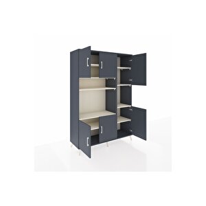 Hyperion Dolap 9 Raflı 6 Kapaklı 132x44x195 Antrasit-antrasit/aytaşı