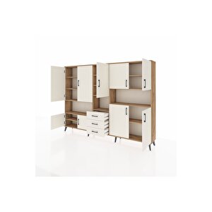 Arges Dolap 13 Raflı 3 Çekmeceli 9 Kapaklı 220x30x163 Çam-aytaşı