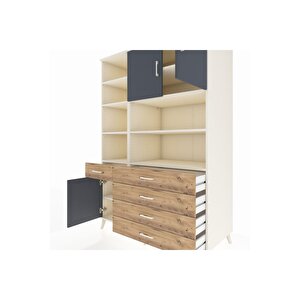 Kronos Dolap 9 Raflı 5 Çekmeceli 3 Kapaklı 132x59x195 Aytaşı-antrasit/çam