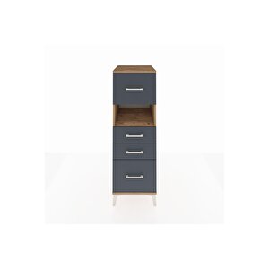 Kronos Dolap Tek Raflı 4 Çekmeceli 44x59x134 Çam-antrasit