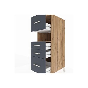 Kronos Dolap Tek Raflı 4 Çekmeceli 44x59x134 Çam-antrasit