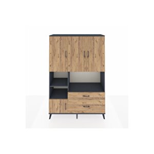 Hyperion Gardrop 7 Raflı 2 Çekmeceli 5 Kapaklı 132x44x195 Antrasit-çam