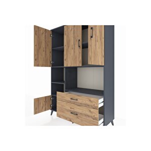 Hyperion Gardrop 7 Raflı 2 Çekmeceli 5 Kapaklı 132x44x195 Antrasit-çam