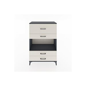 Hyperion Dolap Tek Raflı 4 Çekmeceli 88x44x134 Antrasit-aytaşı