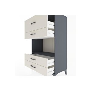 Hyperion Dolap Tek Raflı 4 Çekmeceli 88x44x134 Antrasit-aytaşı