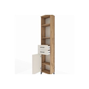 Arges Dolap 4 Raflı 2 Çekmeceli Tek Kapaklı 44x30x221 Çam-aytaşı