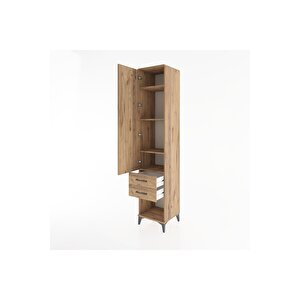 Hyperion Dolap 4 Raflı 2 Çekmeceli Tek Kapaklı 44x44x221 Çam-çam