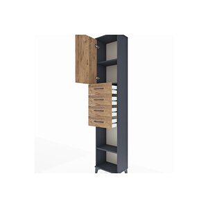 Arges Dolap 3 Raflı 4 Çekmeceli Tek Kapaklı 44x30x221 Antrasit-çam