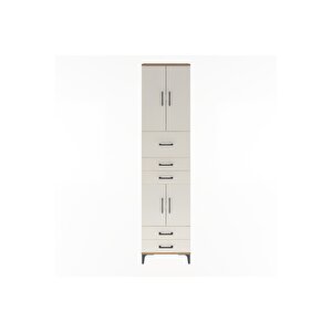 Arges Dolap 4 Raflı 5 Çekmeceli 4 Kapaklı 60x30x243 Çam-aytaşı