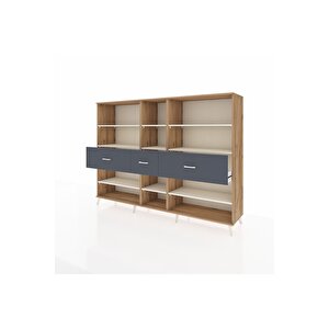 Hyperion Dolap 9 Raflı 3 Çekmeceli  220x44x163 Çam-aytaşı/antrasit