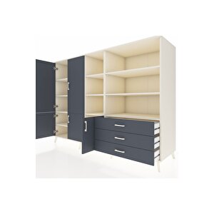 Kronos Dolap 11 Raflı 3 Çekmeceli 5 Kapaklı 220x59x163 Aytaşı-antrasit