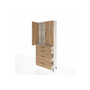Arges Dolap 3 Raflı 4 Çekmeceli 2 Kapaklı 88x30x221 Aytaşı-çam