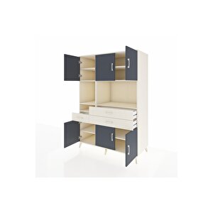 Kronos Dolap 9 Raflı 3 Çekmeceli 6 Kapaklı 132x59x195 Aytaşı-antrasit/aytaşı
