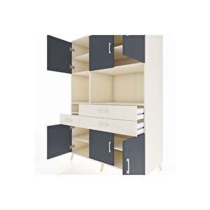 Kronos Dolap 9 Raflı 3 Çekmeceli 6 Kapaklı 132x59x195 Aytaşı-antrasit/aytaşı