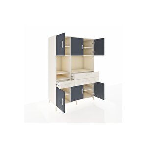 Kronos Dolap 9 Raflı 3 Çekmeceli 6 Kapaklı 132x59x195 Aytaşı-antrasit/aytaşı