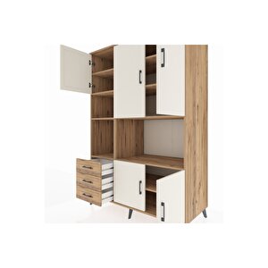 Kronos Dolap 9 Raflı 3 Çekmeceli 5 Kapaklı 132x59x195 Çam-aytaşı/çam