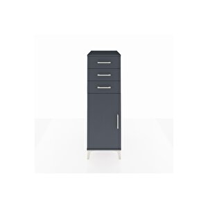 Kronos Dolap 2 Raflı 3 Çekmeceli Tek Kapaklı 44x59x134 Antrasit-antrasit