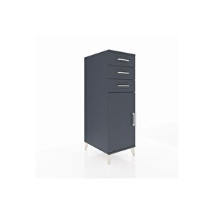 Kronos Dolap 2 Raflı 3 Çekmeceli Tek Kapaklı 44x59x134 Antrasit-antrasit