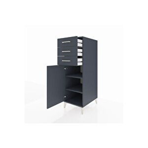 Kronos Dolap 2 Raflı 3 Çekmeceli Tek Kapaklı 44x59x134 Antrasit-antrasit