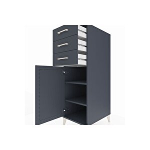 Kronos Dolap 2 Raflı 3 Çekmeceli Tek Kapaklı 44x59x134 Antrasit-antrasit