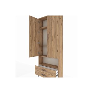Arges Dolap 4 Raflı 2 Çekmeceli 2 Kapaklı 88x30x221 Çam-çam