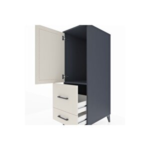 Kronos Dolap Tek Raflı 2 Çekmeceli Tek Kapaklı 44x59x134 Antrasit-aytaşı