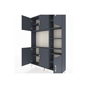 Arges Gardrop 10 Raflı 6 Kapaklı 132x30x195 Antrasit-antrasit