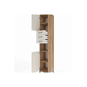 Hyperion Dolap 4 Raflı 3 Çekmeceli 2 Kapaklı 44x44x243 Çam-aytaşı