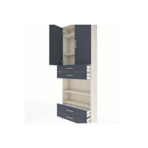 Arges Dolap 5 Raflı 4 Çekmeceli 2 Kapaklı 88x30x243 Aytaşı-antrasit