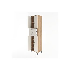 Hyperion Dolap 5 Raflı 3 Çekmeceli 4 Kapaklı 60x44x243 Çam-aytaşı