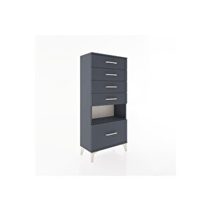 Hyperion Dolap Tek Raflı 5 Çekmeceli 60x44x134 Antrasit-antrasit