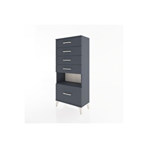 Hyperion Dolap Tek Raflı 5 Çekmeceli 60x44x134 Antrasit-antrasit