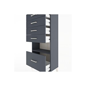 Hyperion Dolap Tek Raflı 5 Çekmeceli 60x44x134 Antrasit-antrasit