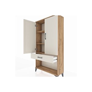 Arges Dolap 3 Raflı Tek Çekmeceli 2 Kapaklı 88x30x163 Çam-aytaşı