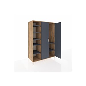 Kronos Dolap 7 Raflı 2 Kapaklı Tek Askılı 132x59x195 Çam-antrasit/antrasit