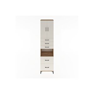 Hyperion Dolap 3 Raflı 5 Çekmeceli 2 Kapaklı 60x44x243 Çam-aytaşı