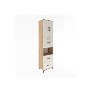 Hyperion Dolap 3 Raflı 5 Çekmeceli 2 Kapaklı 60x44x243 Çam-aytaşı