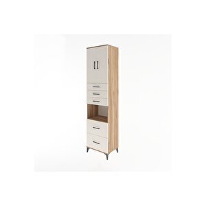 Hyperion Dolap 3 Raflı 5 Çekmeceli 2 Kapaklı 60x44x243 Çam-aytaşı