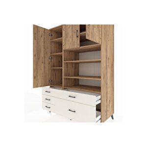Kronos Dolap 9 Raflı 5 Çekmeceli 3 Kapaklı 132x59x195 Çam-çam/aytaşı