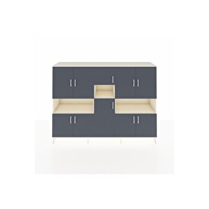 Hyperion Dolap 14 Raflı 10 Kapaklı 220x44x163 Aytaşı-antrasit/aytaşı