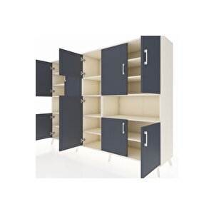 Hyperion Dolap 14 Raflı 10 Kapaklı 220x44x163 Aytaşı-antrasit/aytaşı