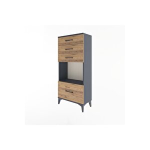 Arges Dolap Tek Raflı 4 Çekmeceli 60x30x134 Antrasit-çam