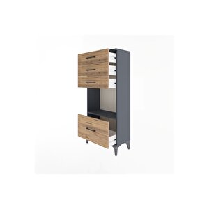 Arges Dolap Tek Raflı 4 Çekmeceli 60x30x134 Antrasit-çam